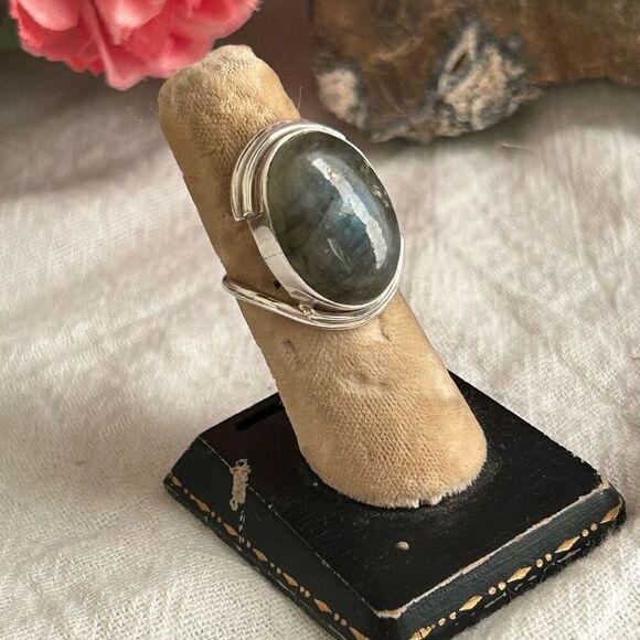 Labradorite .925 Sterling Silver Ring 5.5 - Picture 7 of 10